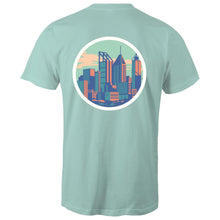 Load image into Gallery viewer, Premium Perth skyline aqua blue short sleeve men's t-shirt
