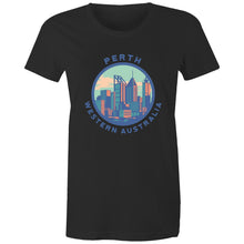 Load image into Gallery viewer, Perth skyline women's t-shirt black