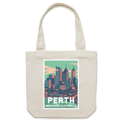retro Perth skyline tote carry bag