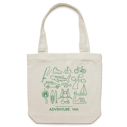 Tote carry bag cream adventure WA green icon