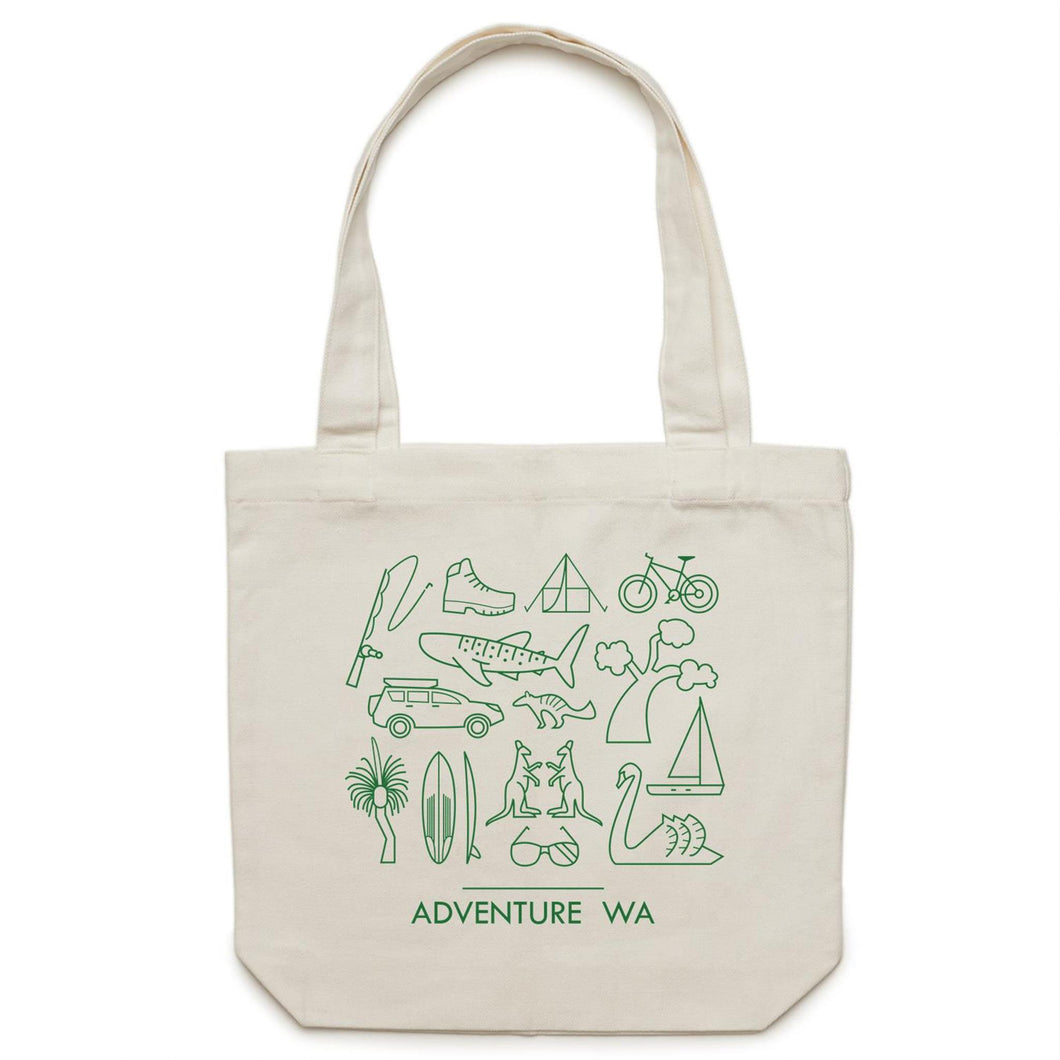 Tote carry bag cream adventure WA green icon
